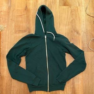 American Apparel xs green zip hoodie